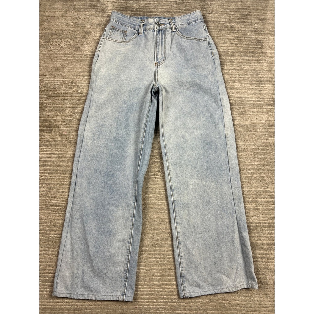 SHEIN Jeans Women S 4 Light Blue Wide Leg High Rise Light Wash Denim Pants